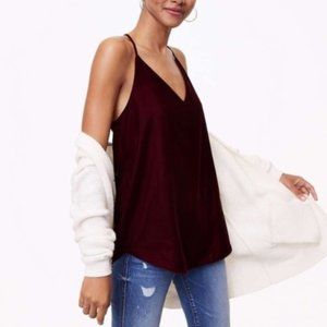 LOFT Velvet Strappy Cami Maroon